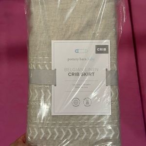 Potter Barn Sweet Animal Linen Crib skirt new with tags